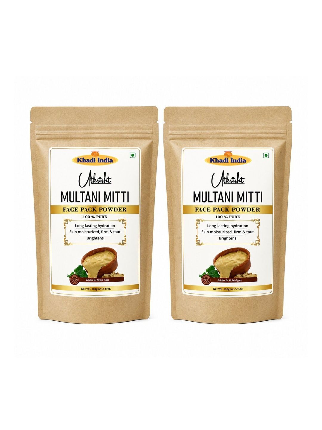 Utkrisht Set Of 2 Multani Mitti Face Pack Powder for Glowing Skin - 100 g Each-image-10