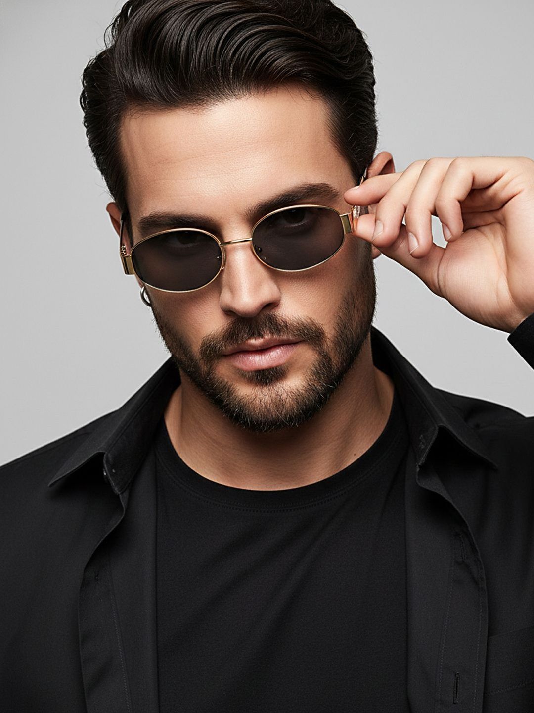SZN Unisex Black Lens & Gold-Toned Oval Sunglasses with-image-14