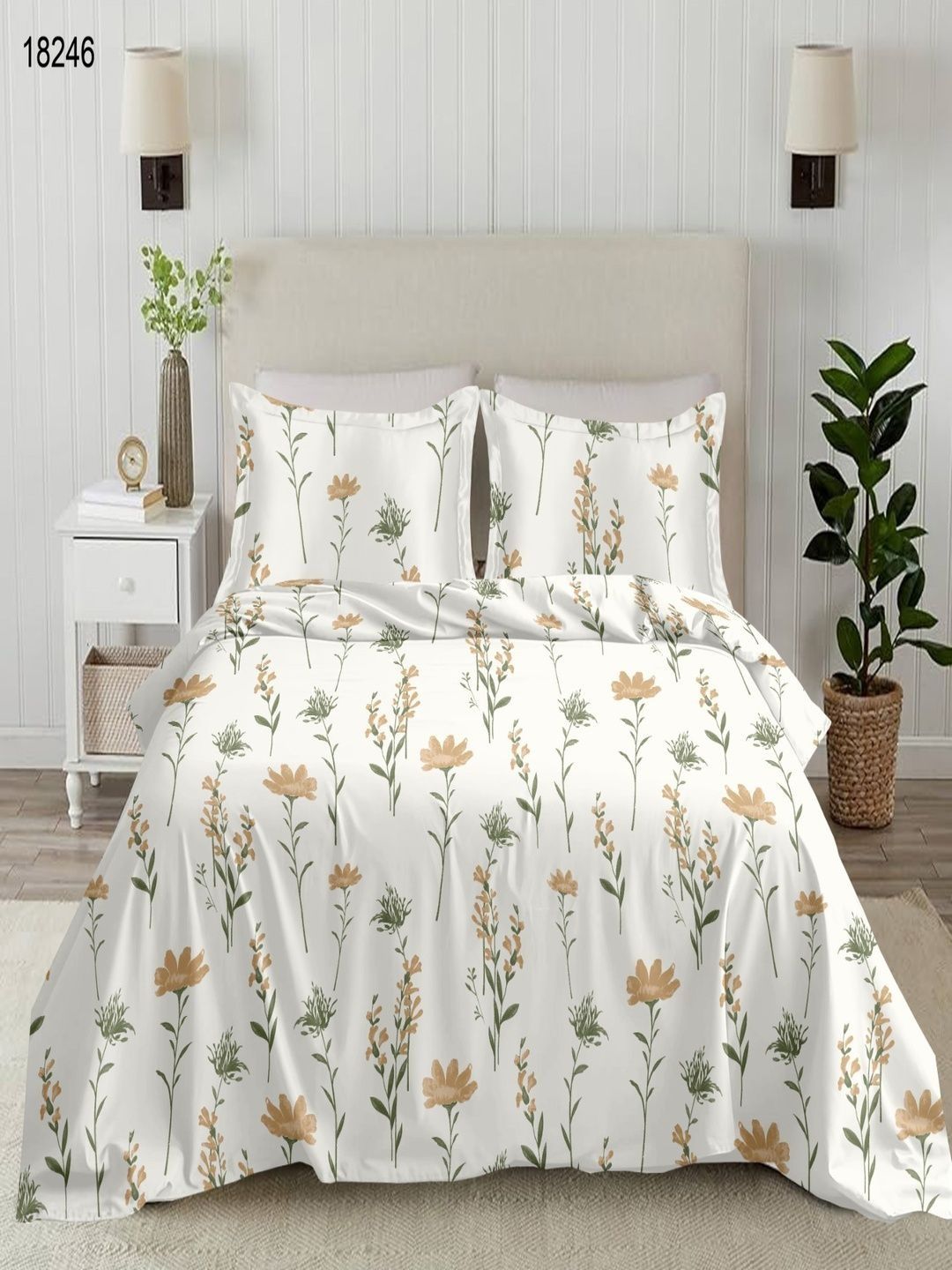 Sangria White Floral 210 TC Bedsheet with 2 Pillow Covers-image-21