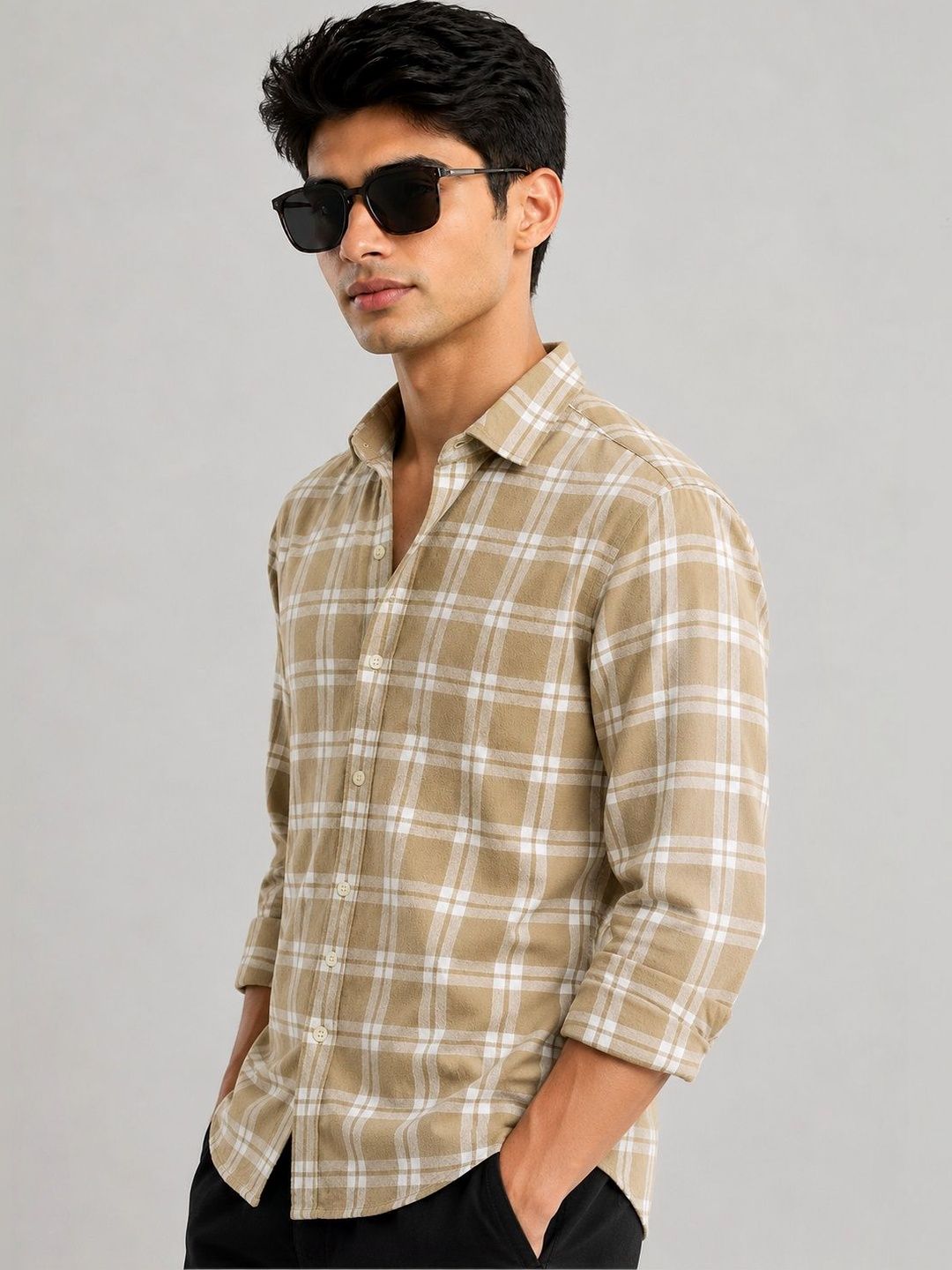 SZN Men Slim Fit Tartan Checks Checked Casual Shirt-picture-19