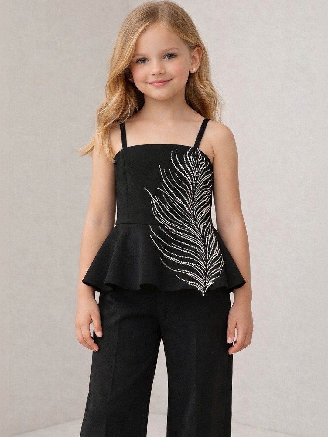 THE LITTLE CELEBS Girls Embellished Top with Trousers-picture-52