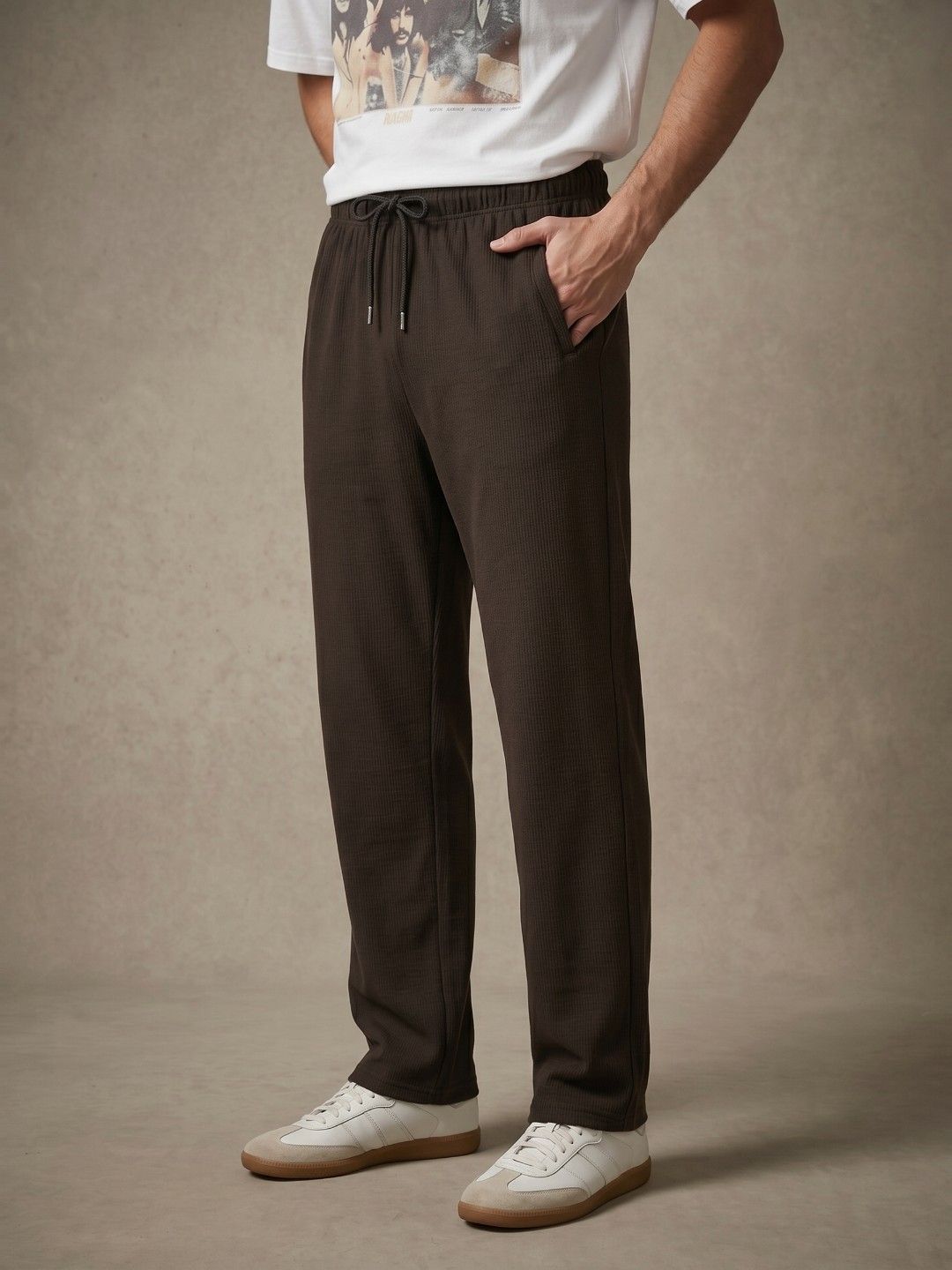glitchez Men Relaxed Fit Textured Track Pants-image-12