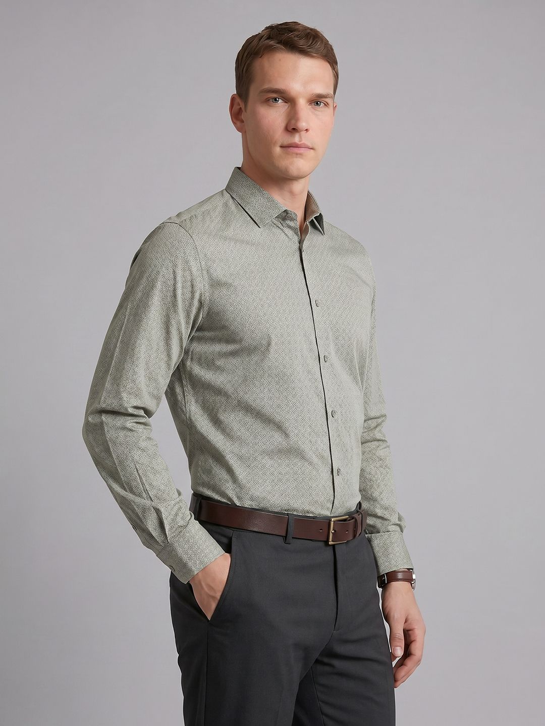Blackberrys Slim Fit Micro Ditsy Printed Pure Cotton Formal Shirt-picture-34