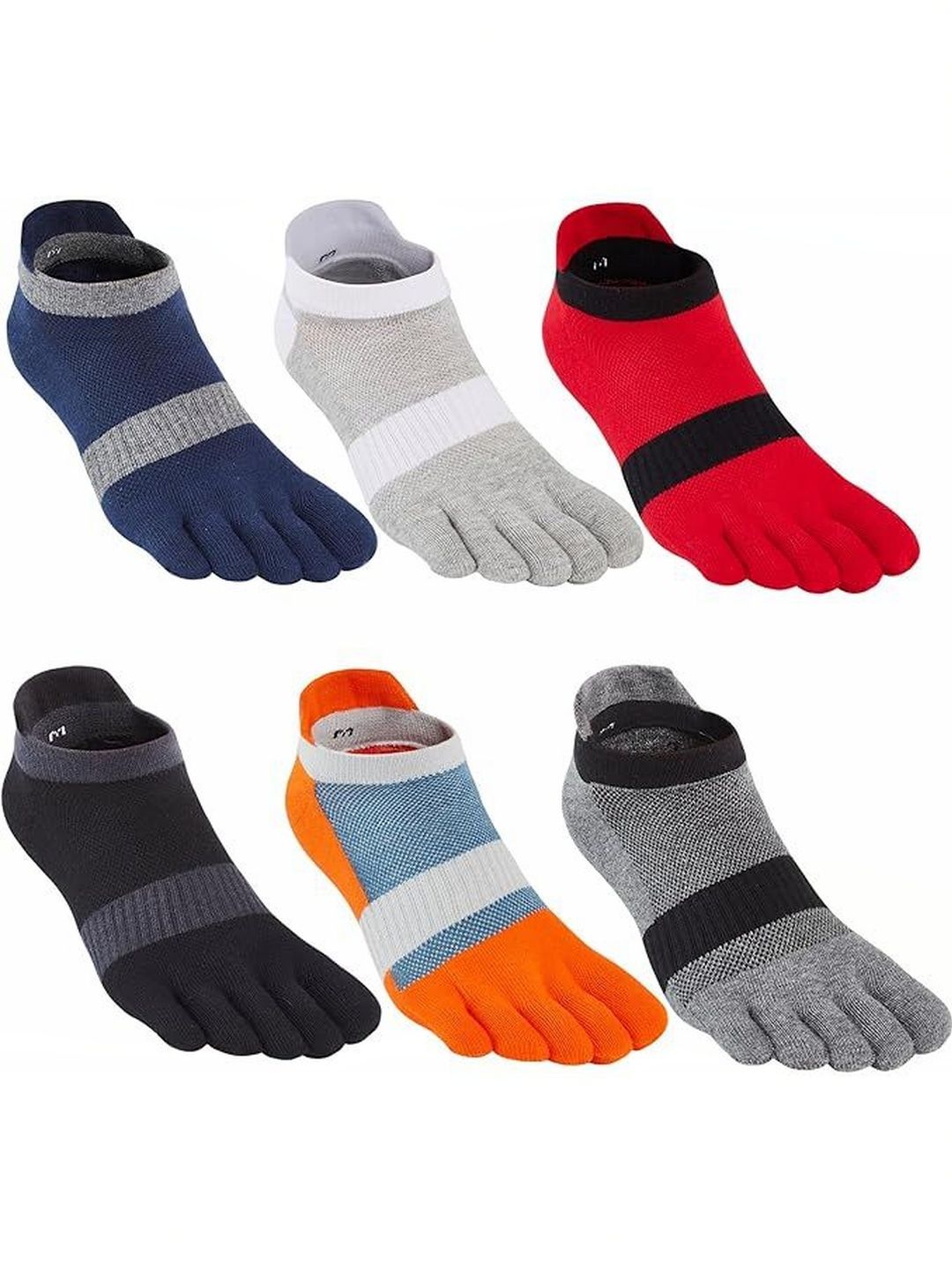 LORITTA Men Pack of 6 Cotton Colourblocked Ankle Length Socks-picture-35