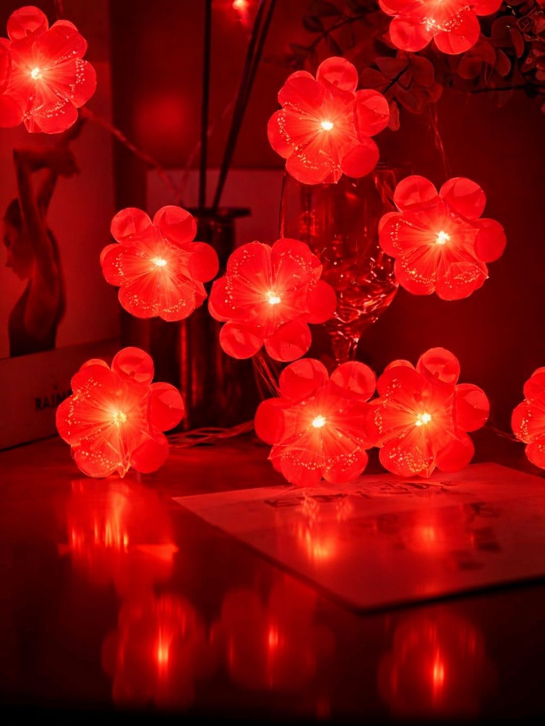 Glimmer Lightings Red Flower Shape String Lights-image-48