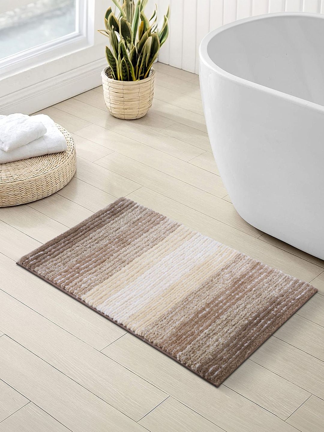 OBSESSIONS Beige & White Anti-Skid 1960 GSM Bath Rugs-picture-28