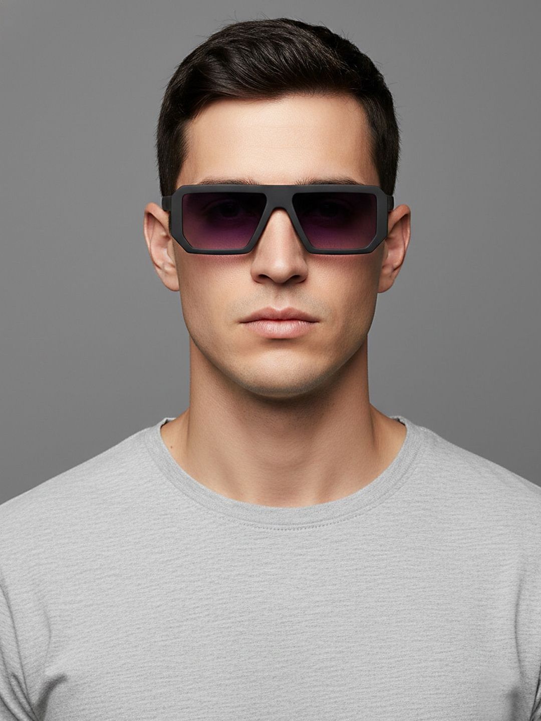 SZN Unisex Purple Lens & Black Rectangle Sunglasses with-picture-25