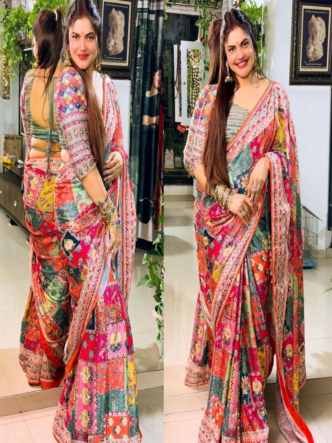 NKV Ethnic Motifs Mirror Work Art Silk Heavy Work Banarasi Saree-picture-30