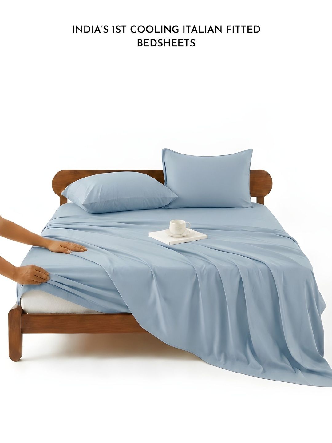 Zarf Blue 350 TC King Bedsheet with 2 Pillow Covers-picture-13