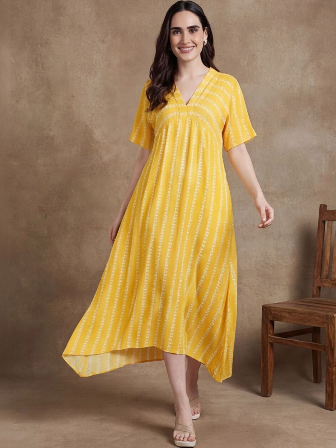 anouk Floral Printed A-Line Ethnic Dress-picture-25