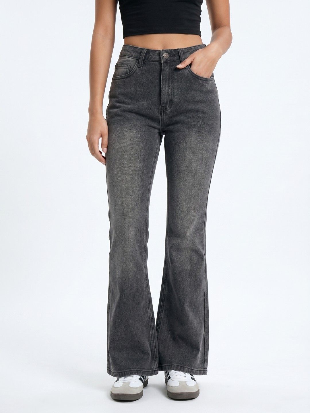 glitchez Women Bootcut Light Fade Pure Cotton Jeans-image-25