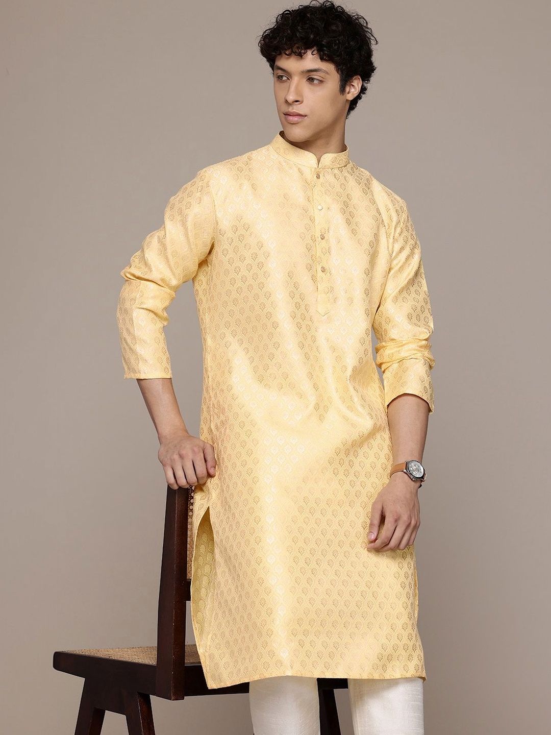 PulseIQ Men Jacquard Kurta-picture-23