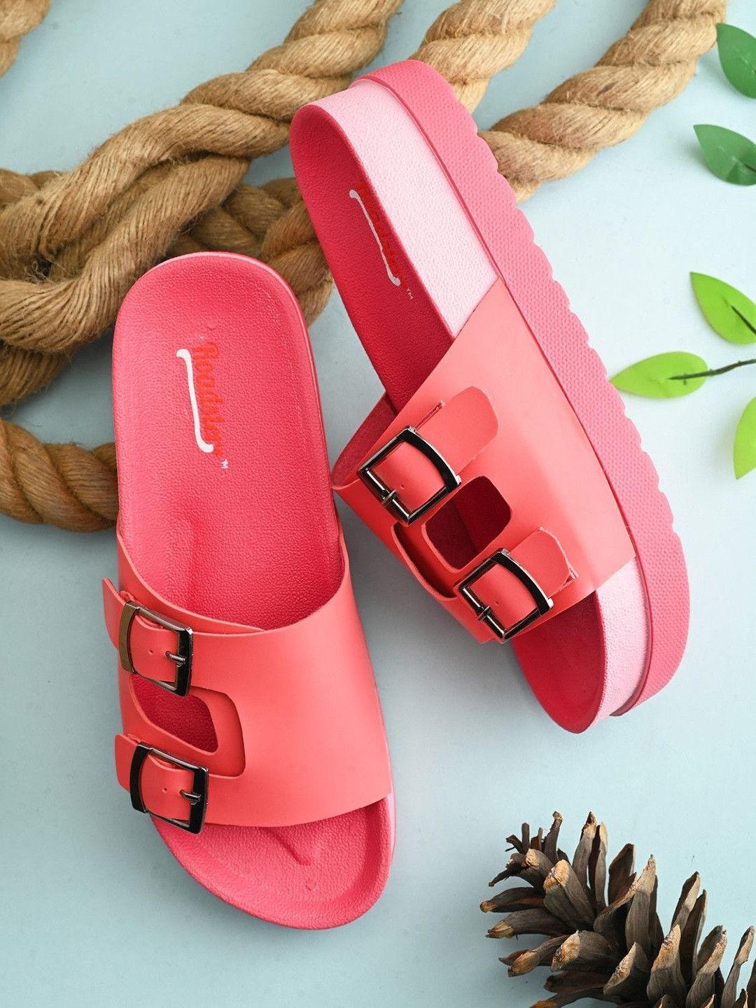 Roadster Women Colourblocked Open Toe Flats with Buckles-image-5