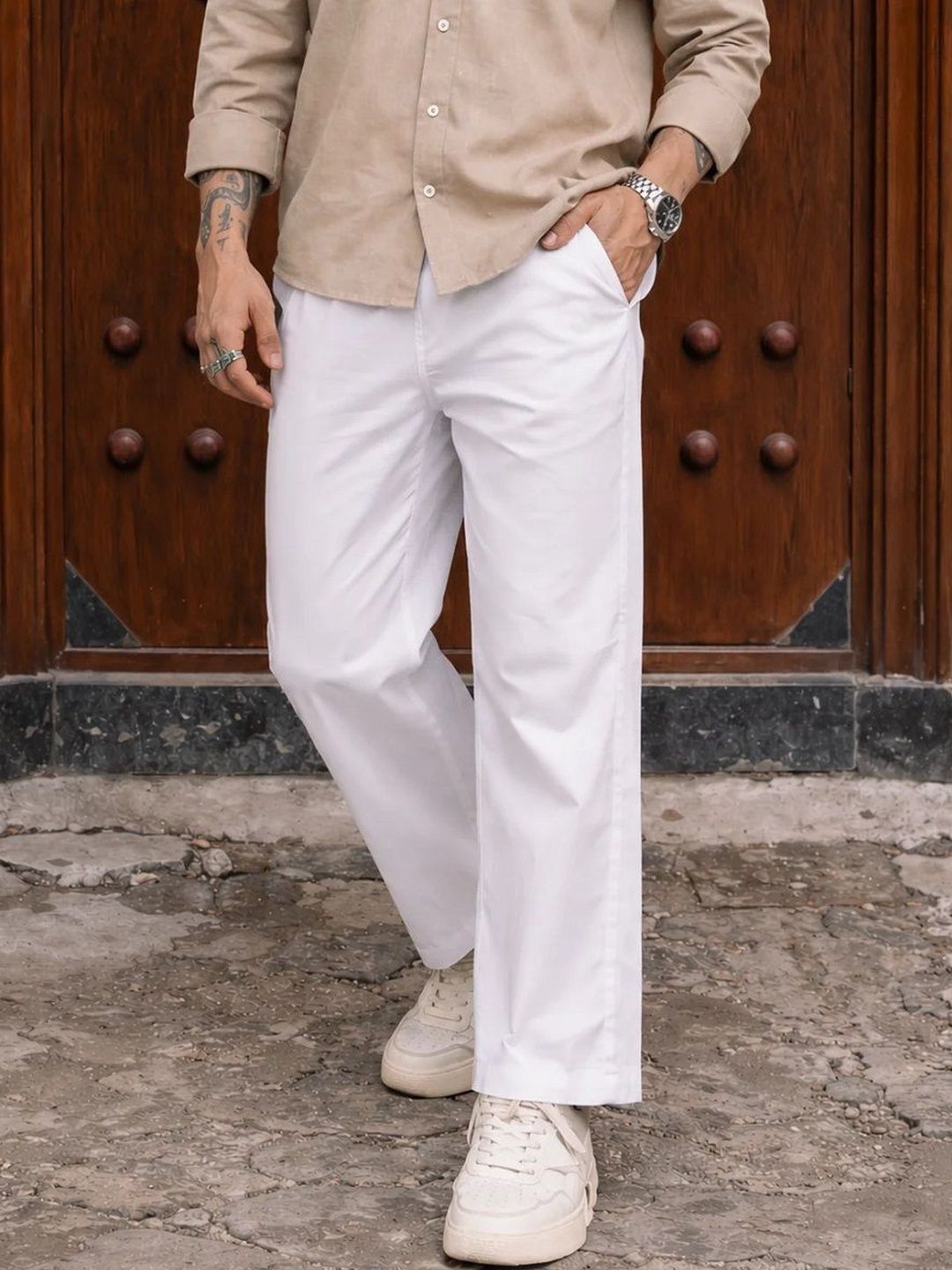 HERE&NOW Men Relaxed Easy Wash Trousers-picture-22