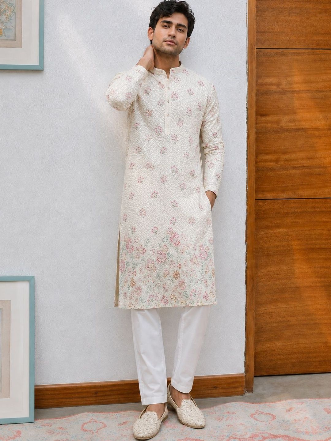 Anouk Men Floral Printed Indie Florals Kurta-image-33