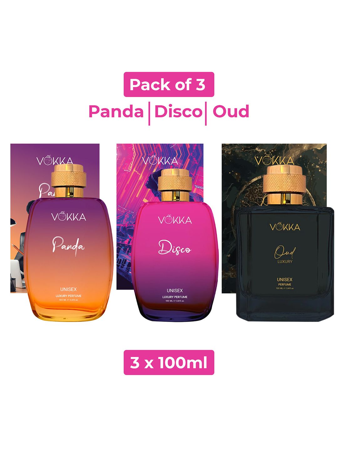 VOKKA Set Of 3 Panda Disco & Oud Long Lasting Eau De Parfum - 100 ml Each-picture-7