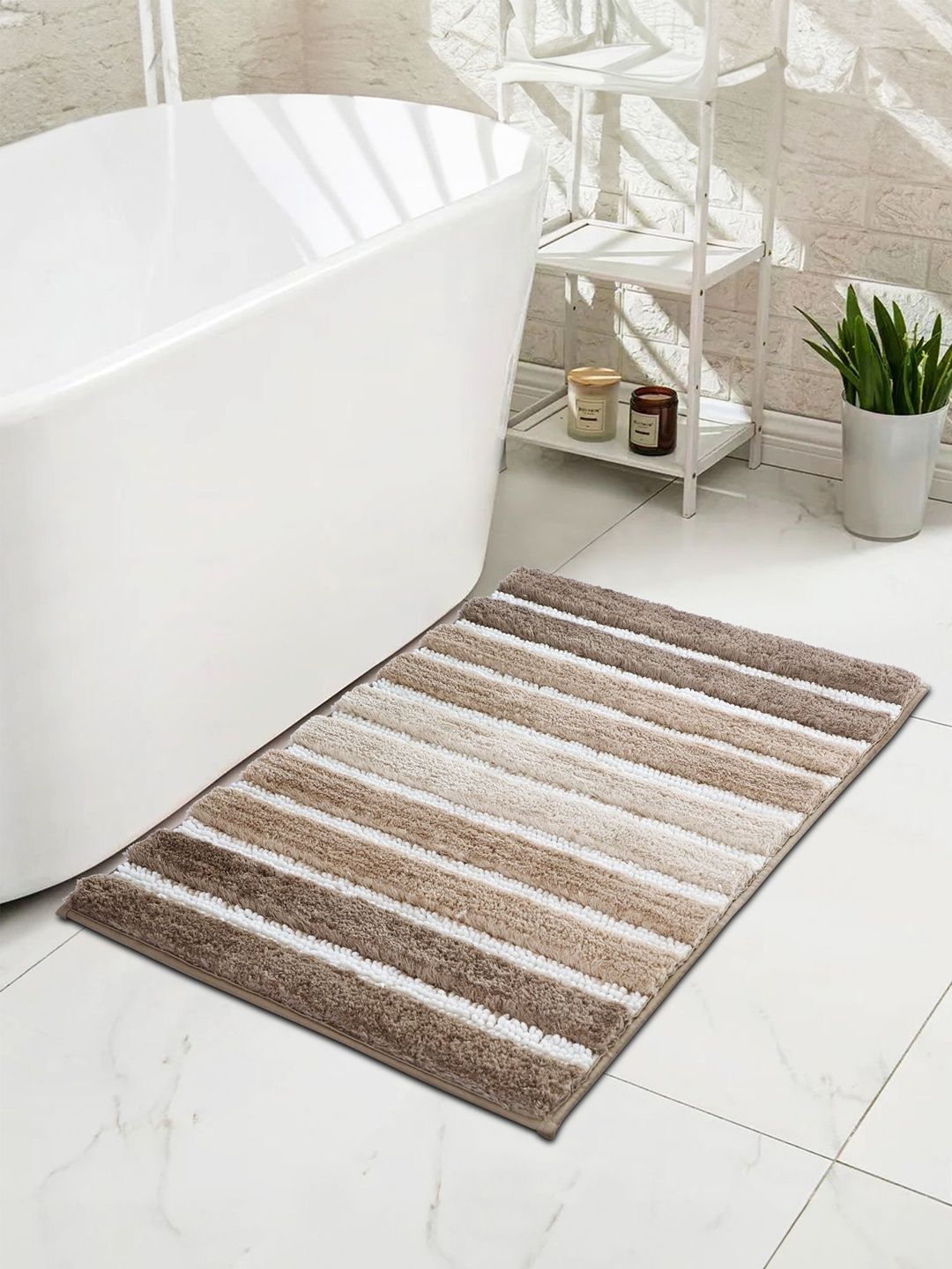 OBSESSIONS Beige & White Anti-Skid 1960 GSM Bath Rugs-picture-32