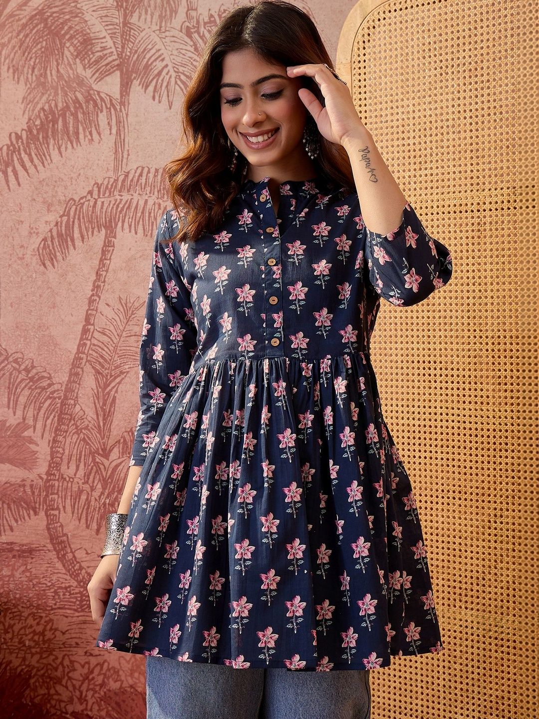 Sangria Floral Printed Pure Cotton Kurti-picture-24