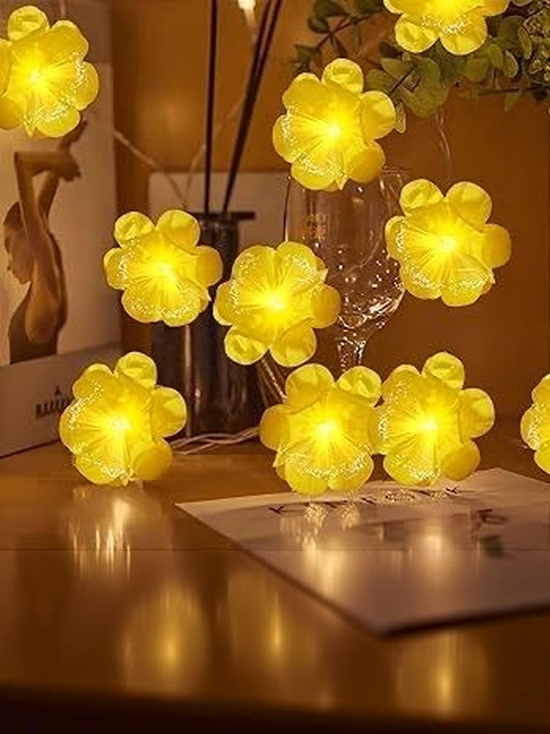 Glimmer Lightings Yellow Flower Shape String Lights-picture-27