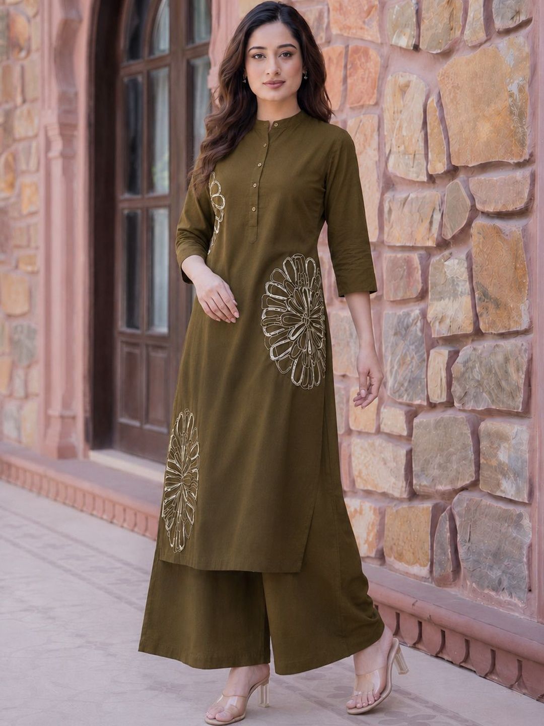 Anouk Women Ethnic Motifs Embroidered Regular Thread Work Kurta with Palazzos-image-40
