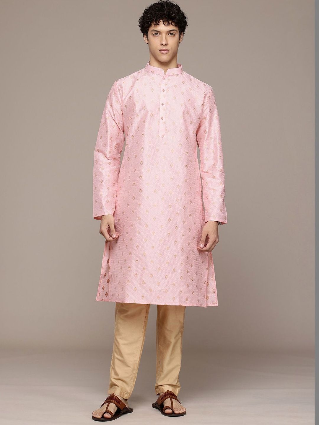 PulseIQ Men Ethnic Motifs Jacquard Kurta-picture-55