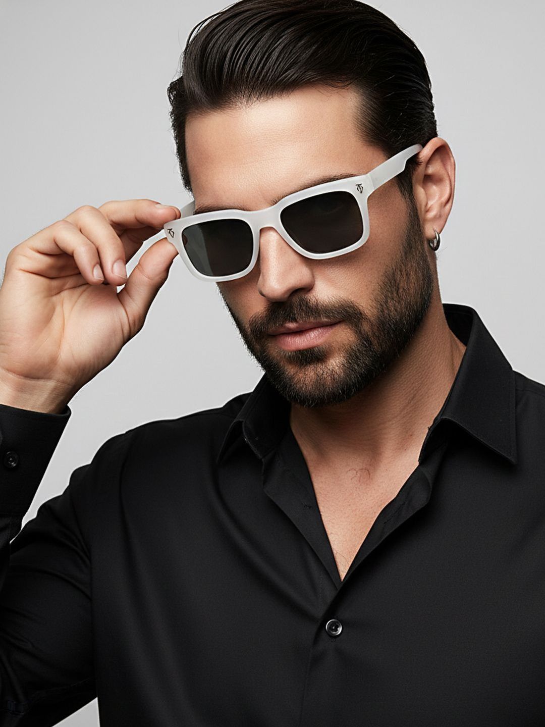 SZN Unisex Black Lens & White Rectangle Sunglasses with-picture-16