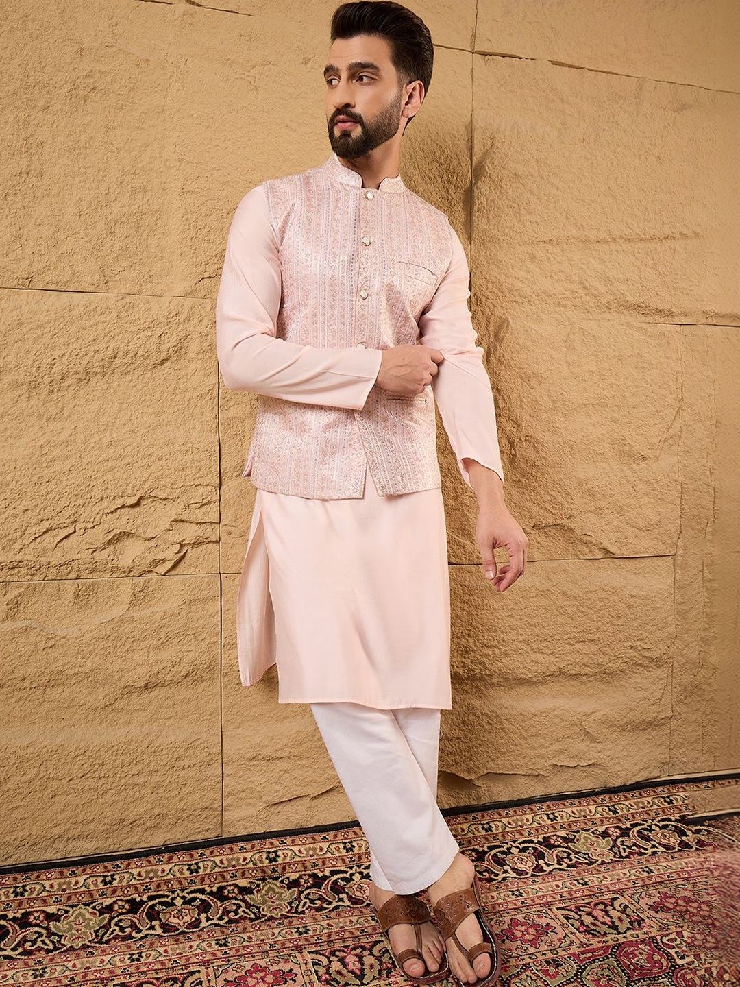 Ethnic Bay Embroidered Woven Nehru Jackets-picture-55
