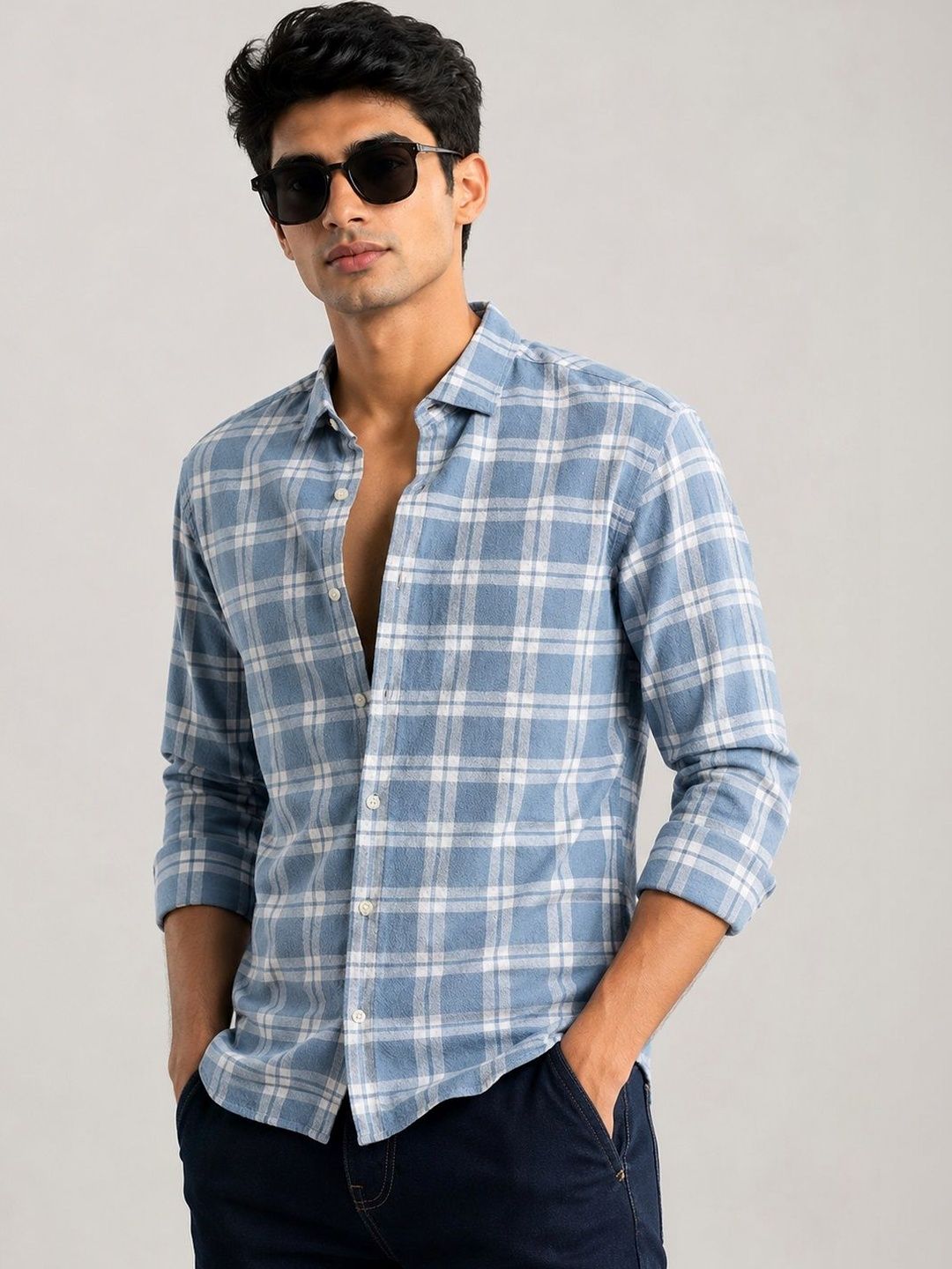 SZN Men Slim Fit Checked Casual Shirt-picture-56