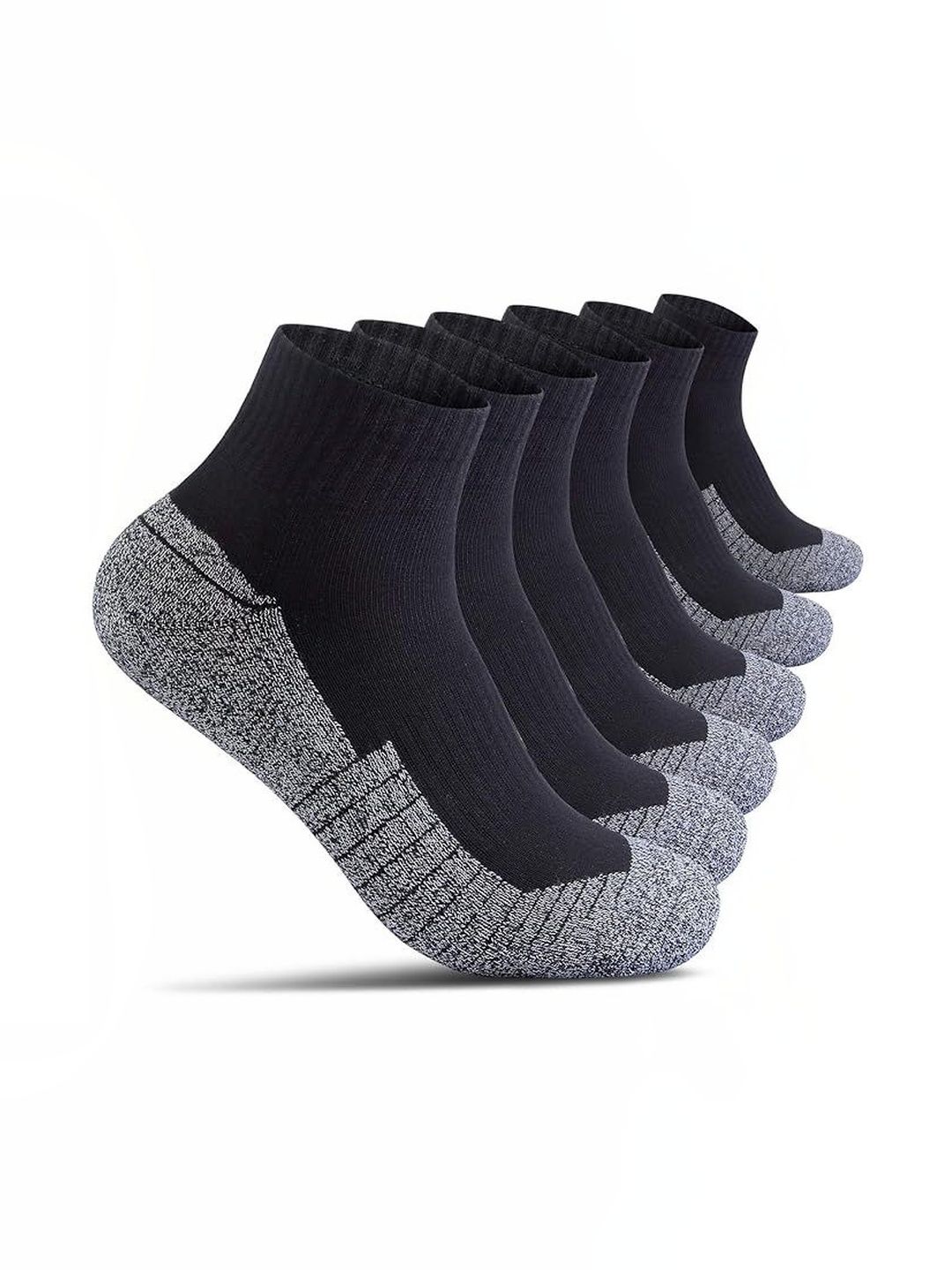 LORITTA Men Pack of 6 Cotton Colourblocked Ankle Length Socks-picture-18