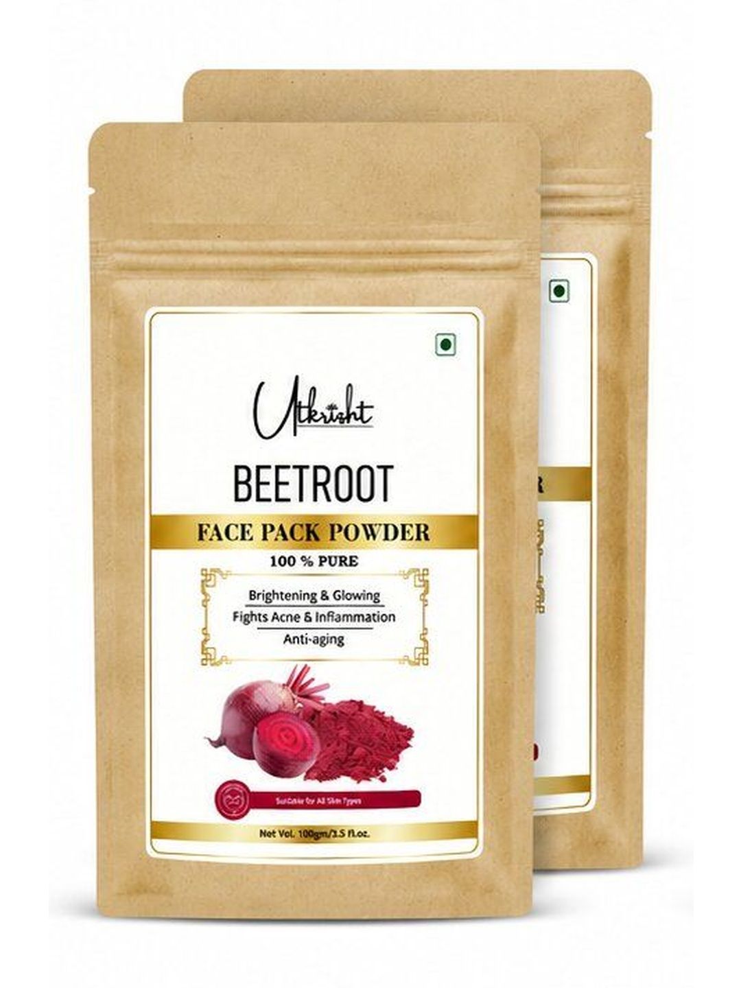 Utkrisht Set Of 2 Beetroot Face Pack Powder for Glowing Skin - 100 g Each-image-3