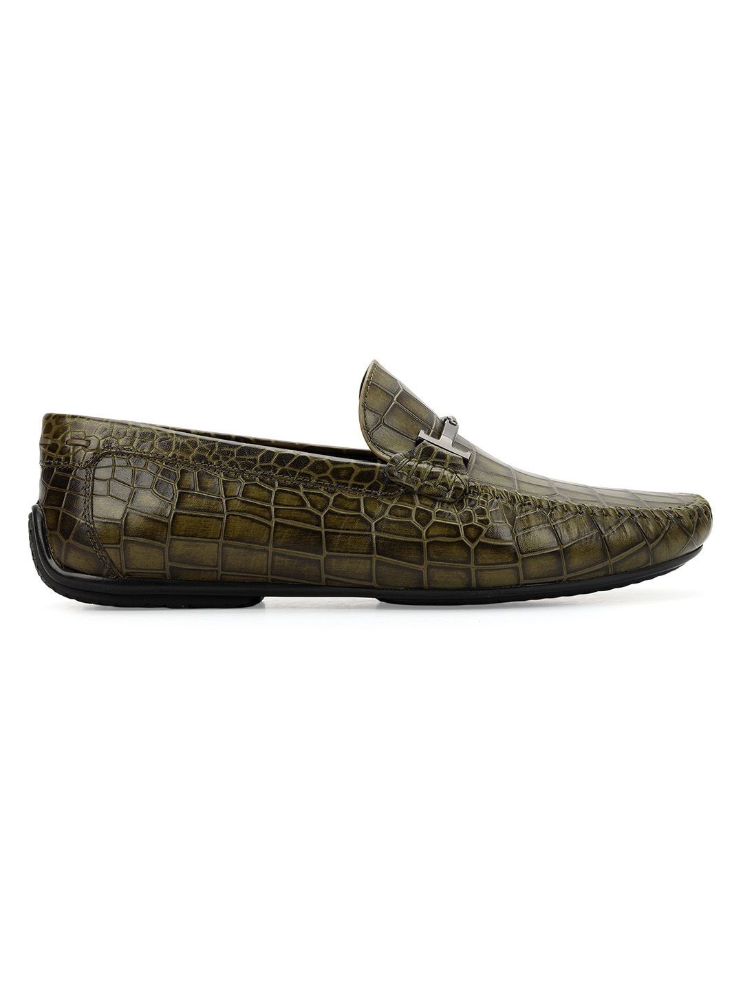 ROSSO BRUNELLO Men Textured Leather Pointed Toe Slip-On Loafers Formal Shoes-picture-39