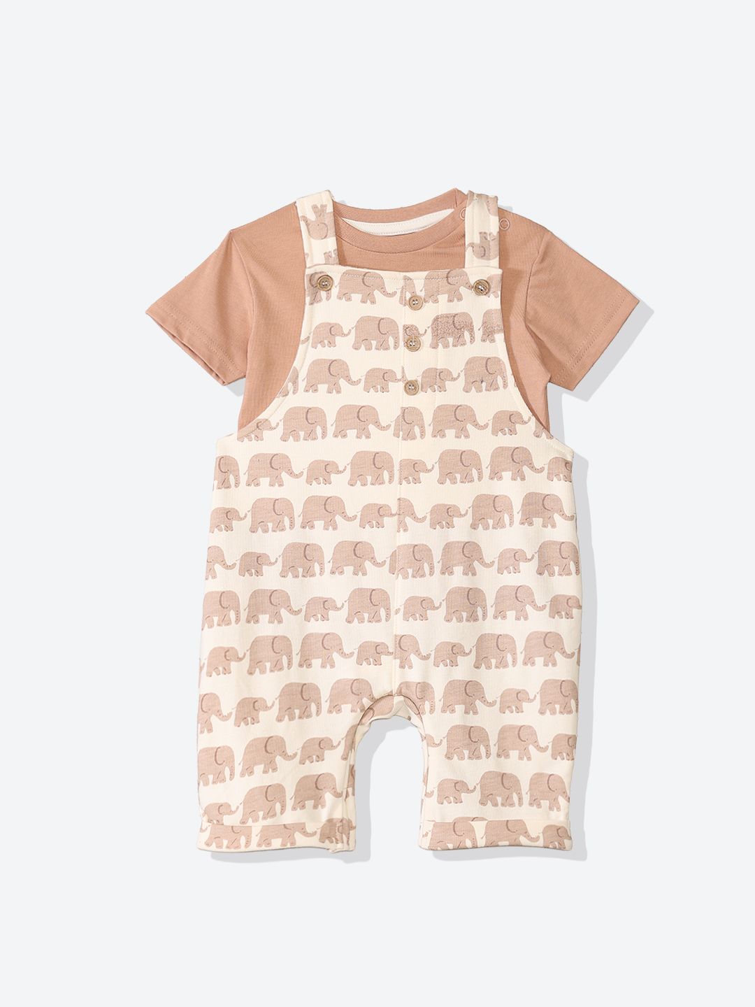mothercare Unisex Printed Pure Cotton Dungree With T-shirt-picture-15