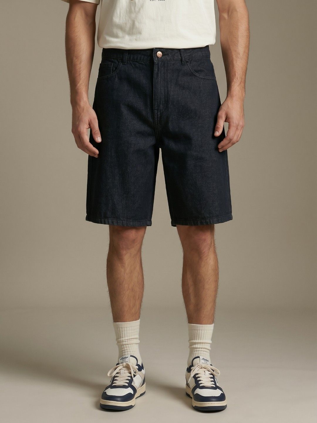 glitchez Cotton Relaxed Fit Denim Shorts-picture-19