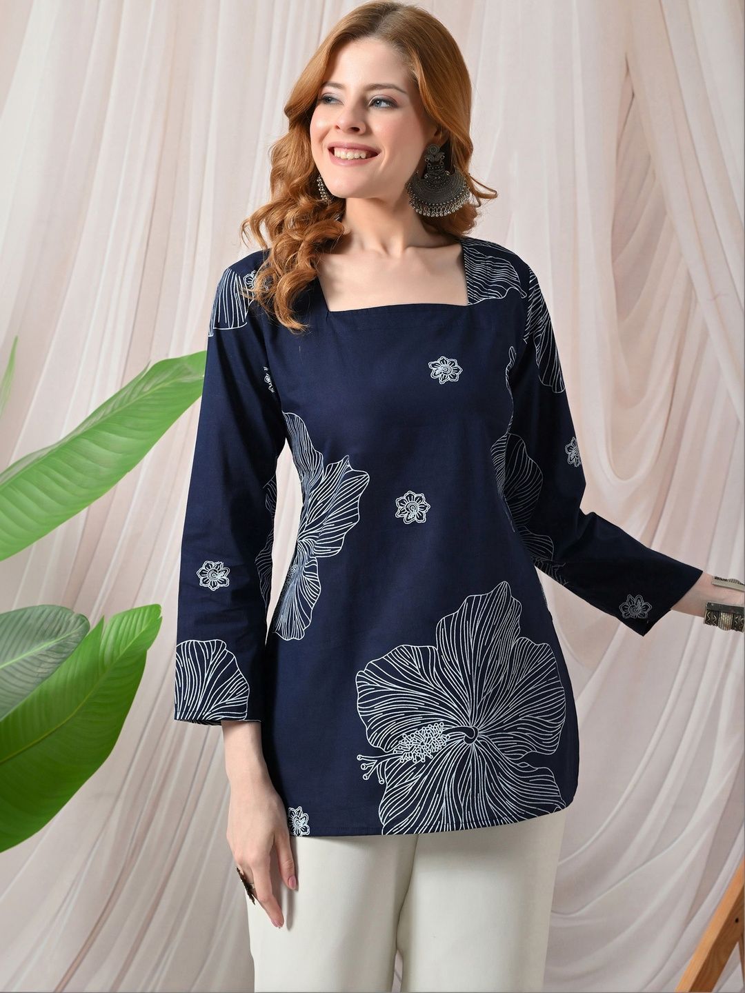 PHYSIL Floral Printed Square Neck Pure Cotton Kurti-picture-32