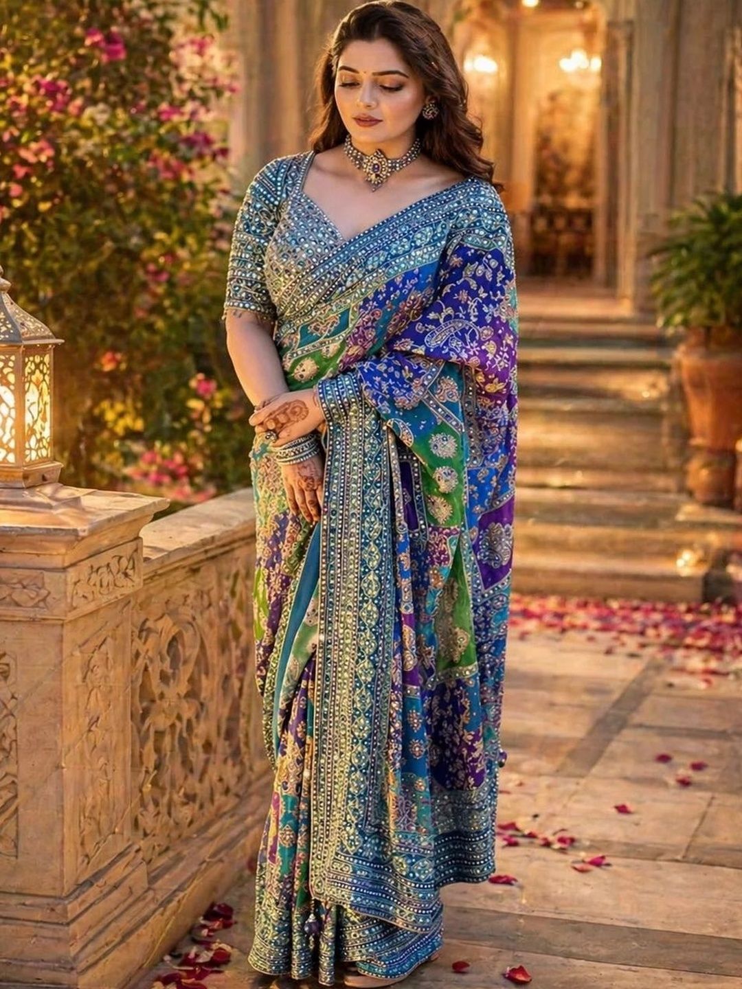 JAY NAGNATH FAB Ethnic Motifs Mirror Work Art Silk Heavy Work Banarasi Saree-picture-50