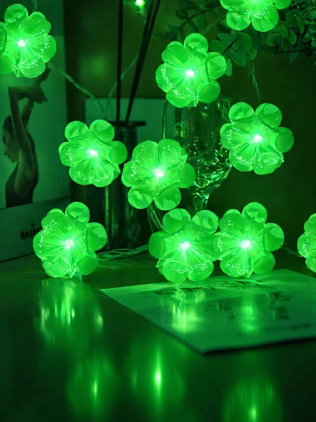Glimmer Lightings Green Flower Shape String Lights-picture-29