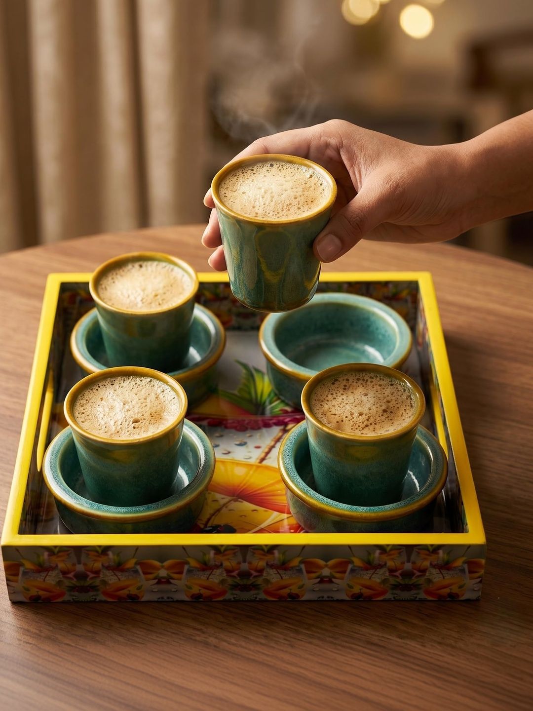 The urban home Multicoloured Crafted Ceramics Textured Ceramic Glossy Tumbler Set of Cups and Mugs-picture-29
