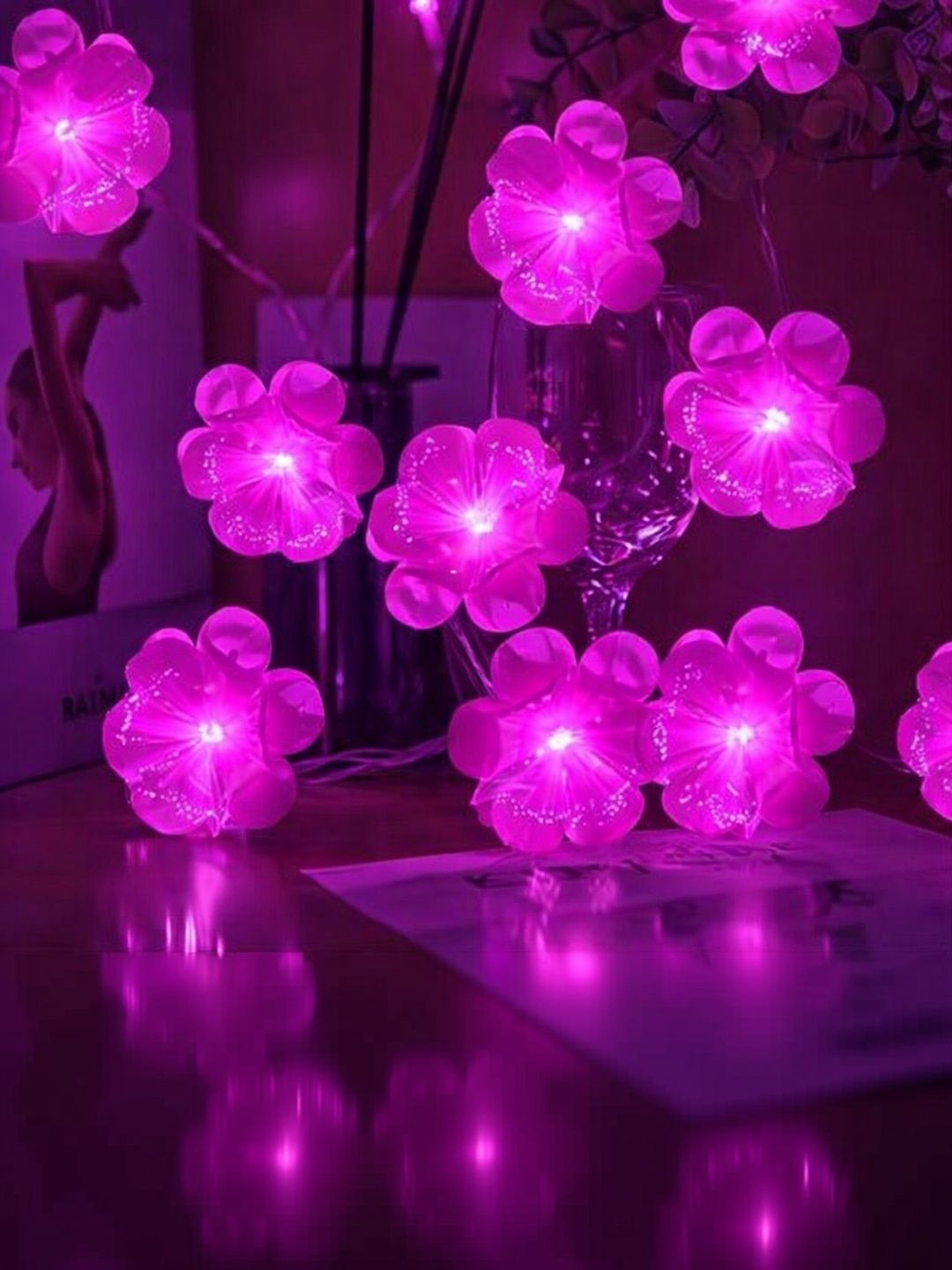 Glimmer Lightings Pink Flower Shape String Lights-picture-38