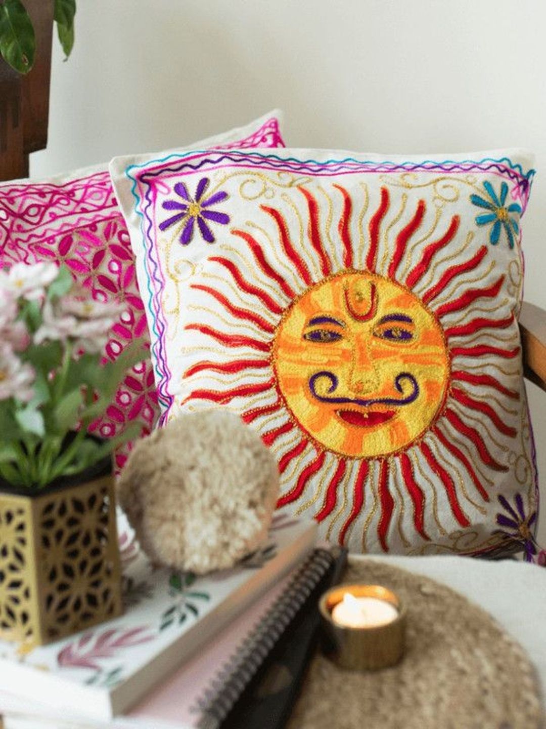 Atrangi Studio Multicoloured Set of 2 Square Cushion Covers-picture-13