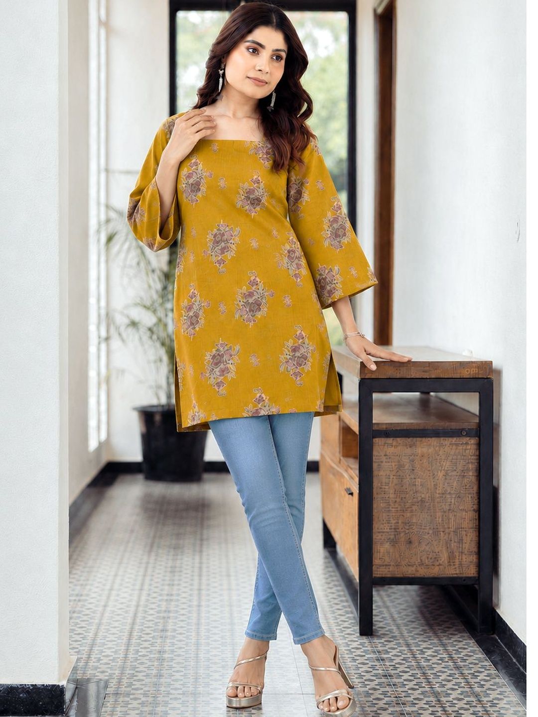 Anouk Floral Printed Square Neck Kurti-picture-18