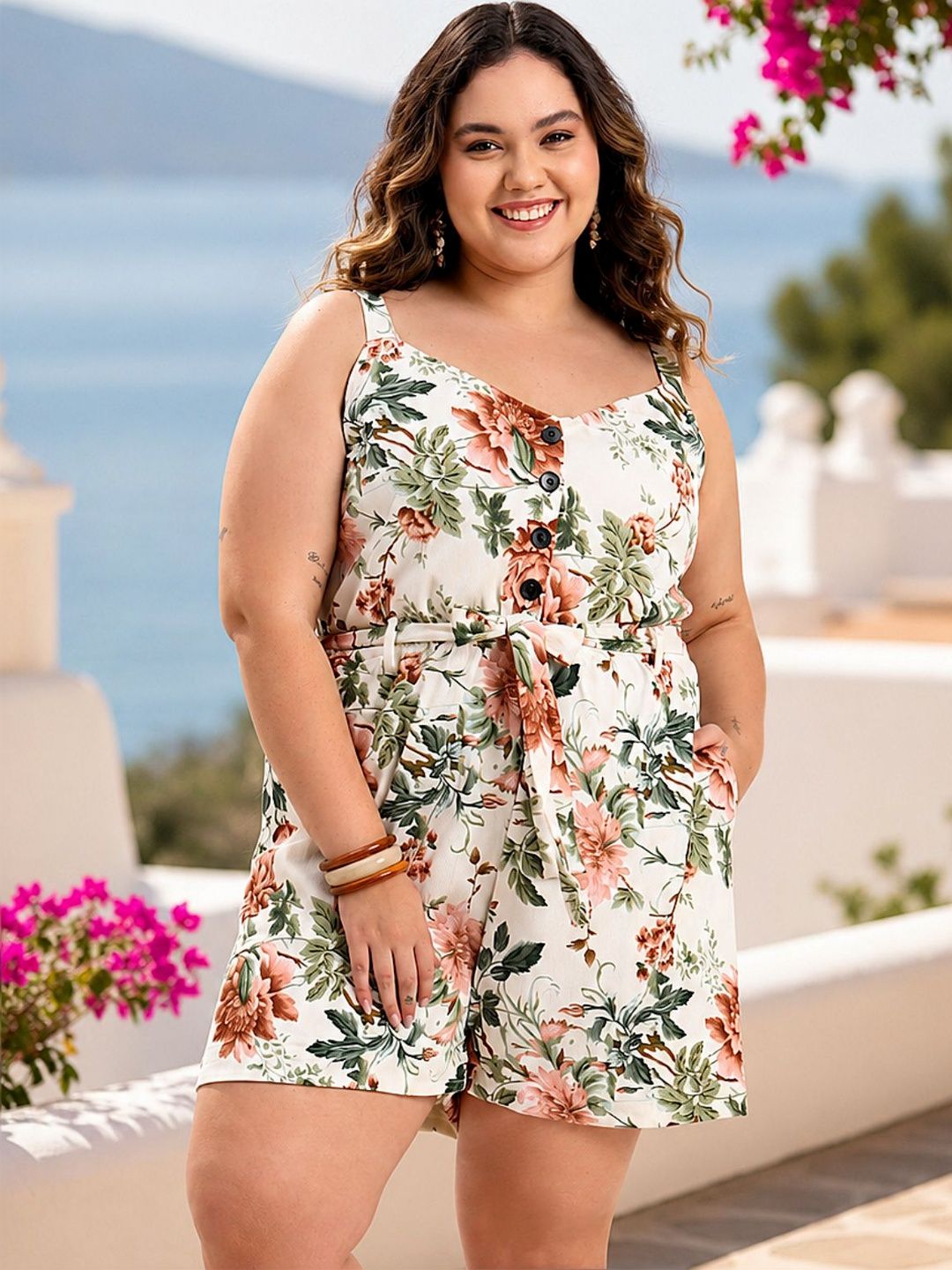wild U Floral Printed Plus Size Jumpsuit-image-14