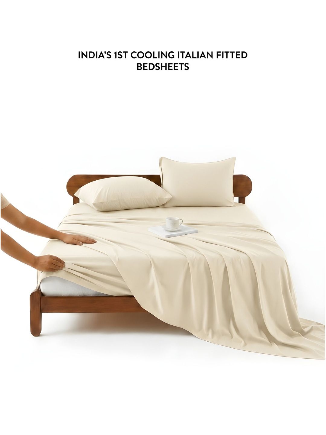 Zarf Cream-Coloured 350 TC King Bedsheet with 2 Pillow Covers-picture-12