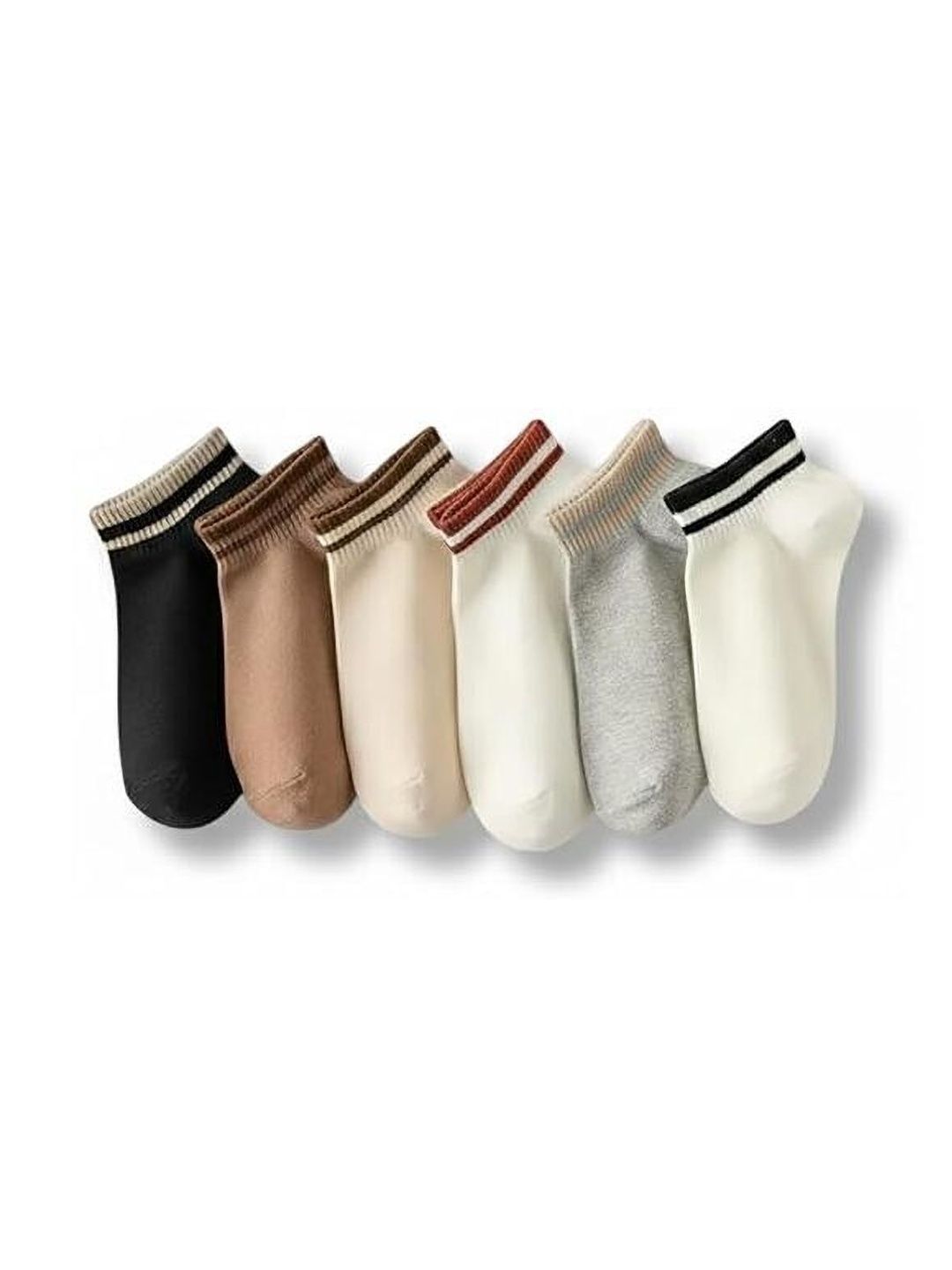MERCEHIVE Men Pack of 6 Cotton Striped Ankle Length Socks-image-30
