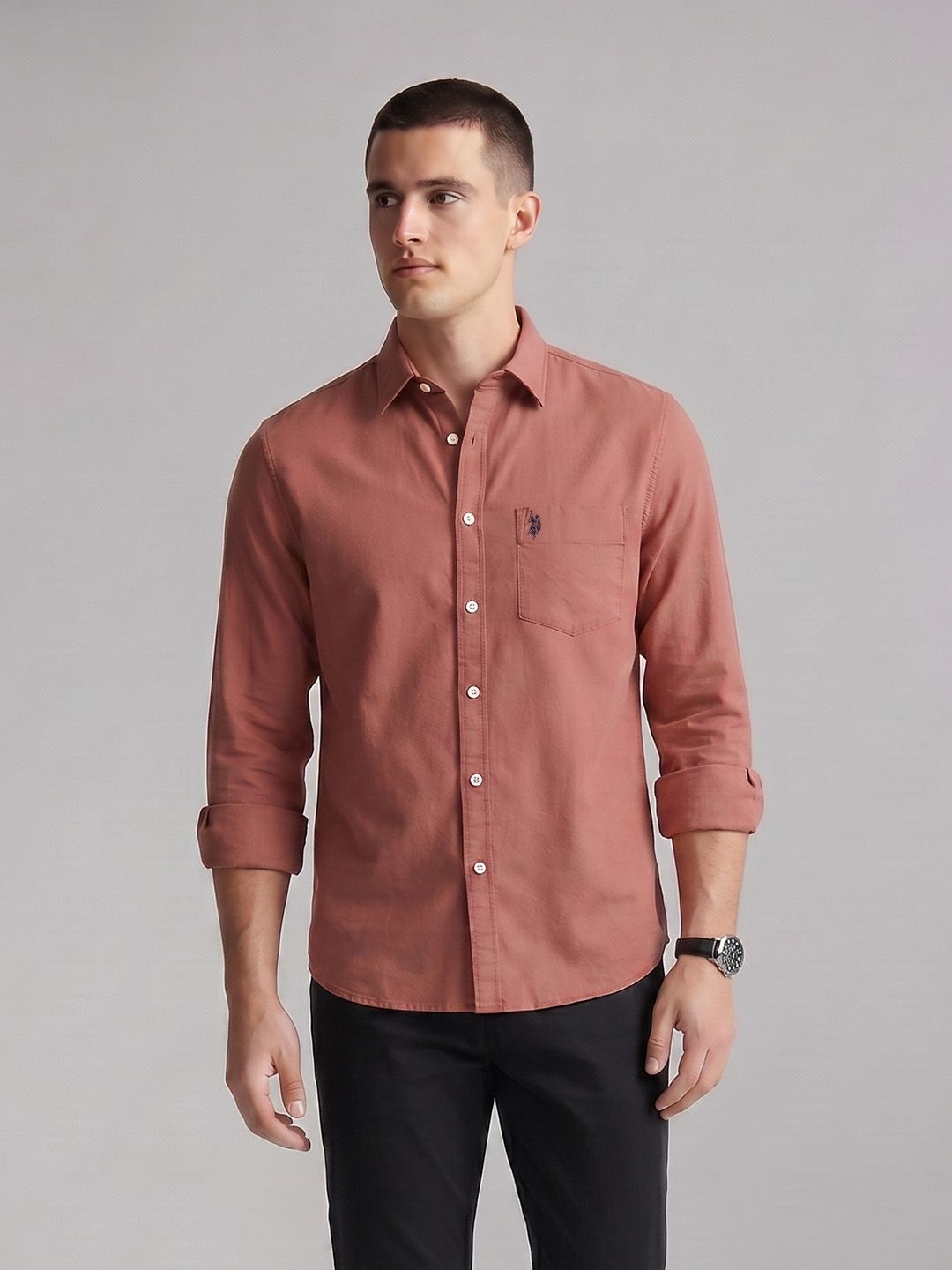 U.S. Polo Assn. Tailored Fit Spread Collar Oxford Casual Shirt-picture-23
