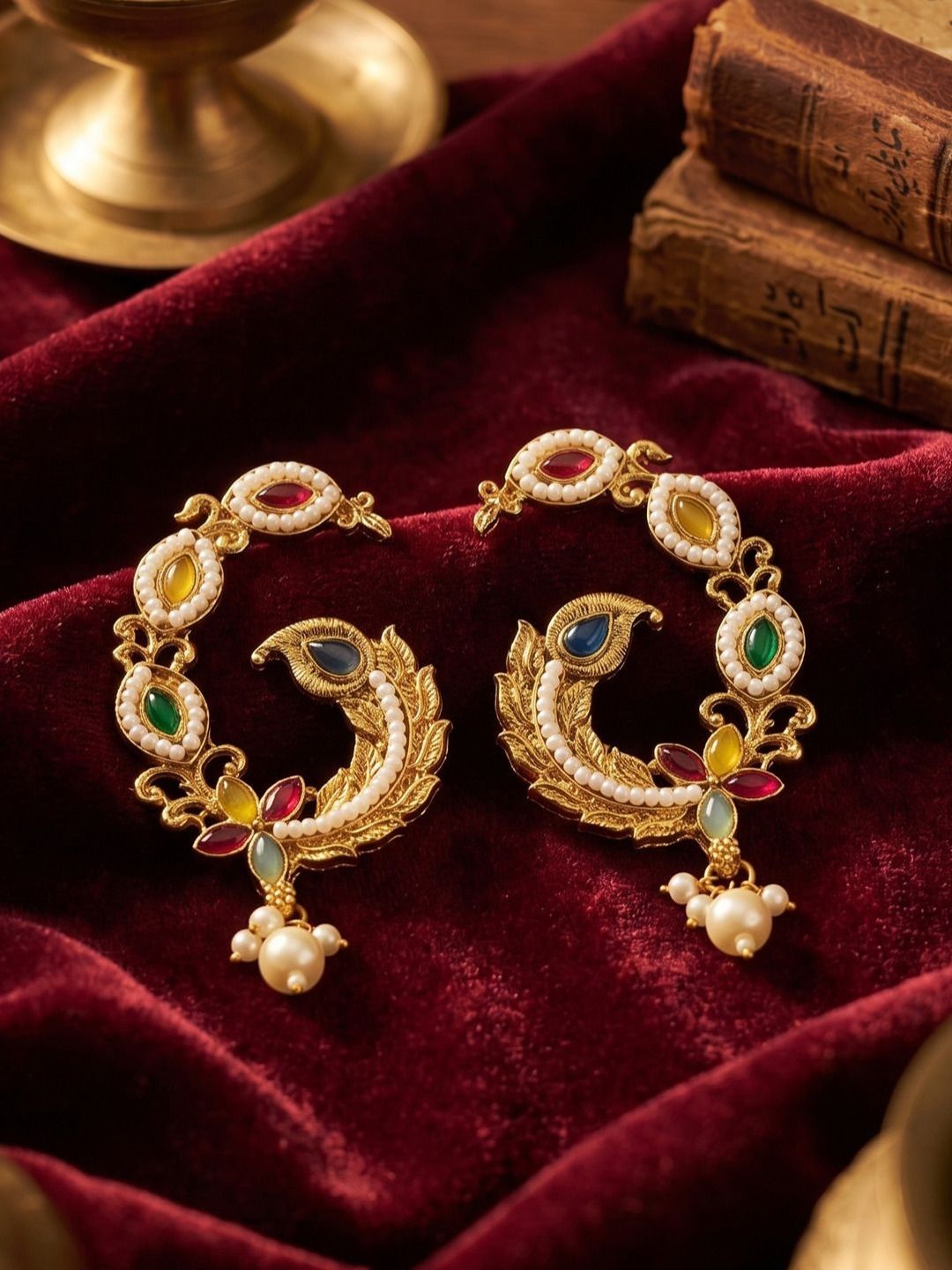 SZN Peacock Shaped Drop Earrings-picture-52