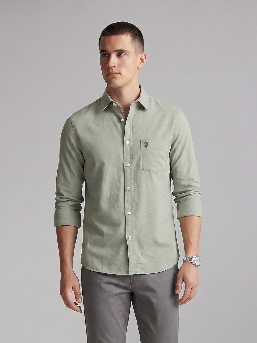 U.S. Polo Assn. Tailored Fit Oxford Full Sleeves Casual Shirt-picture-11