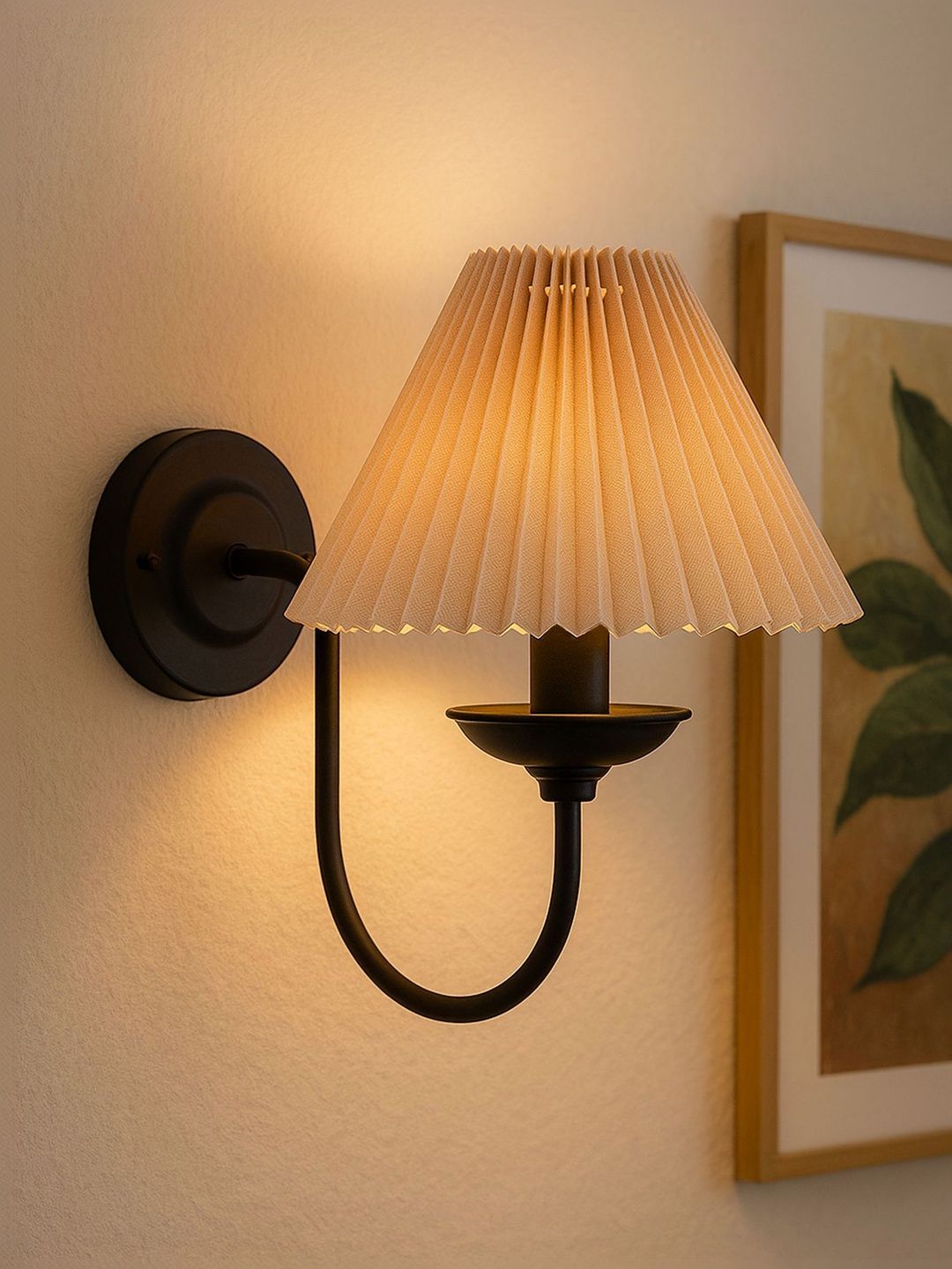 Glowhere Beige & Black Textured Metal Contemporary Frustum Shaped Wall Lamp-image-46