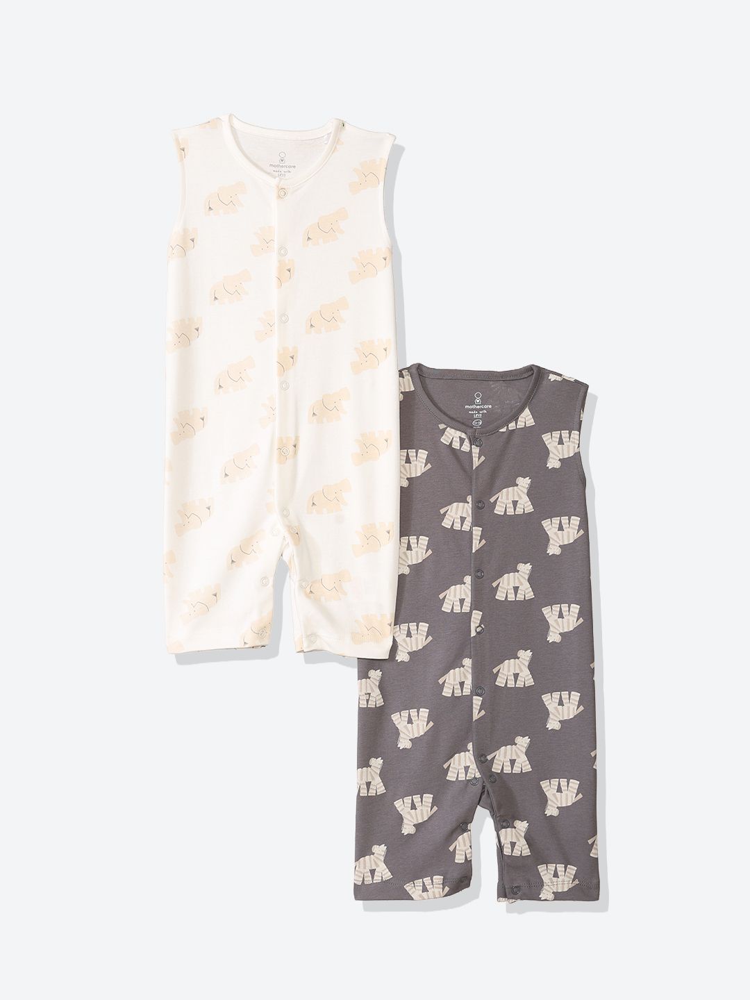 Mothercare Boys Pack of 2 Printed Sleeveless Rompers-picture-14