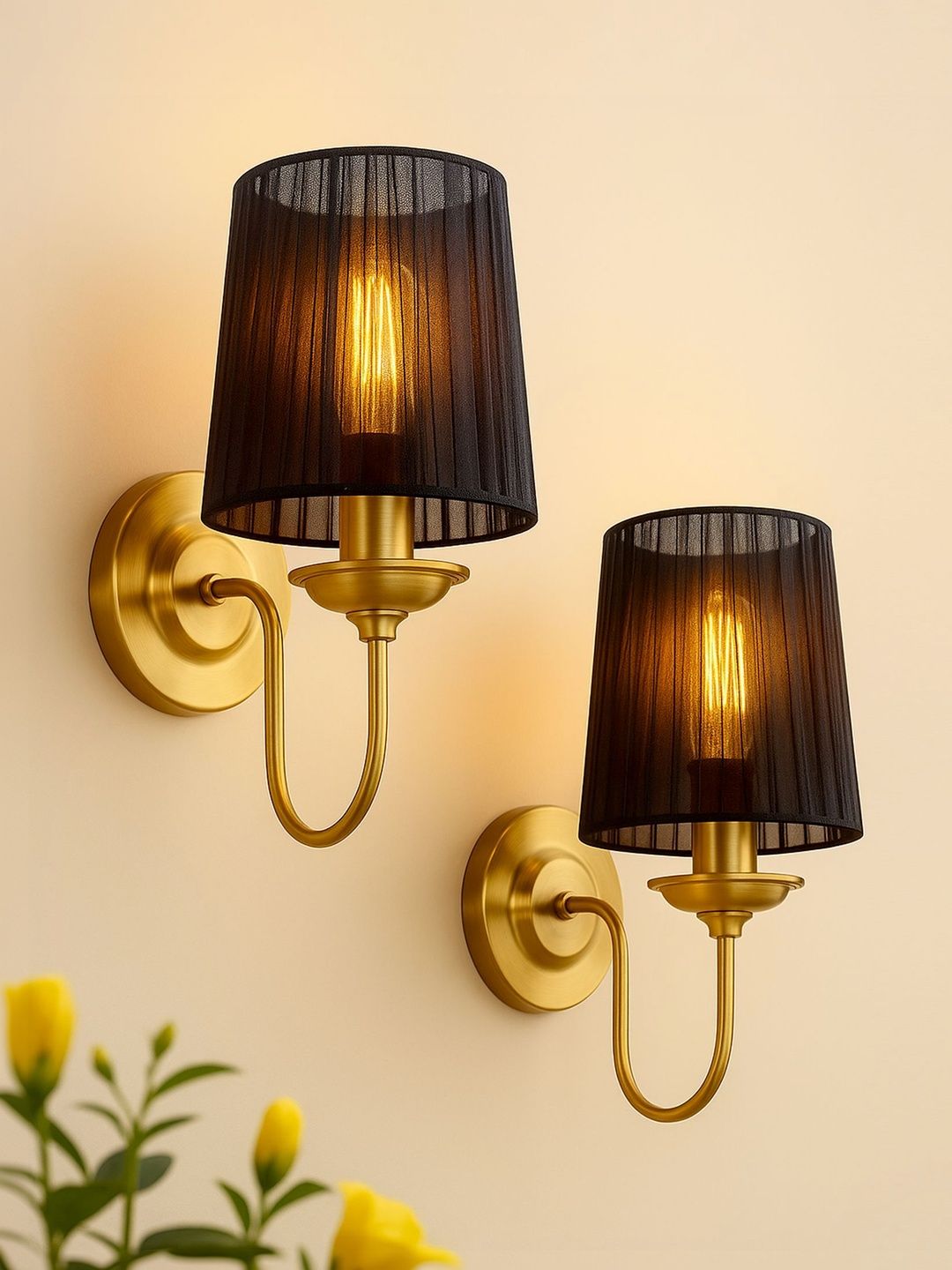 Glowhere Gold-Toned & Black Textured Metal Contemporary Frustum Shaped Wall Lamp-image-44