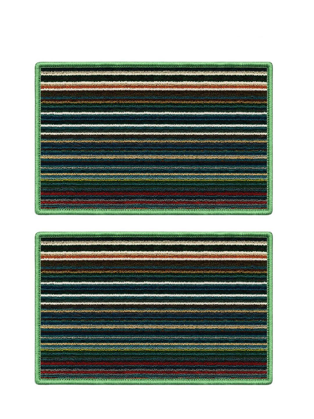 Status red & green striped anti-slip 2-pcs doormats-image-9